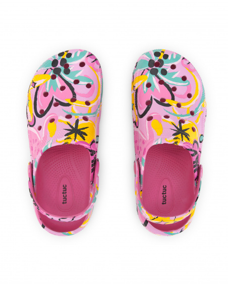 Sabots fille en caoutchouc lilas Collection Flamingo Mood
