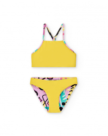 Bikini fille réversible jaune Collection Flamingo Mood