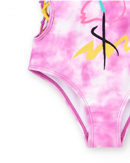 Maillot de bain fille tie dye lilas Collection Flamingo Mood