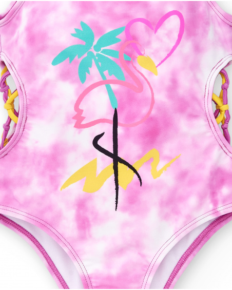 Maillot de bain fille tie dye lilas Collection Flamingo Mood