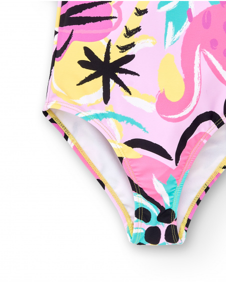 Maillot de bain fille lilas à volants Collection Flamingo Mood