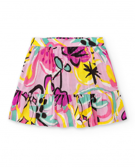 Jupe fille en popeline lilas Collection Flamingo Mood