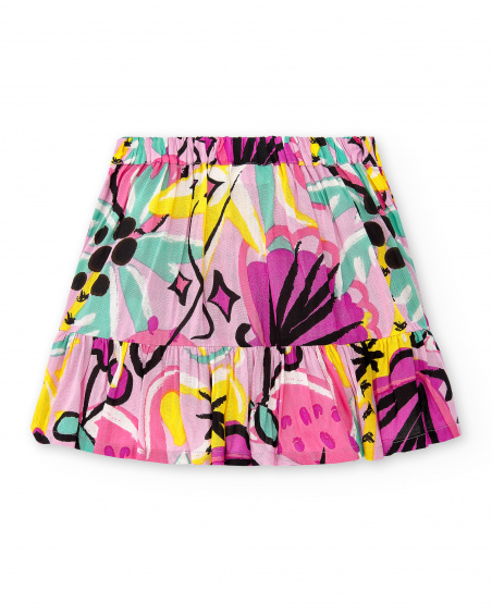 Jupe fille en popeline lilas Collection Flamingo Mood