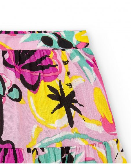 Jupe fille en popeline lilas Collection Flamingo Mood