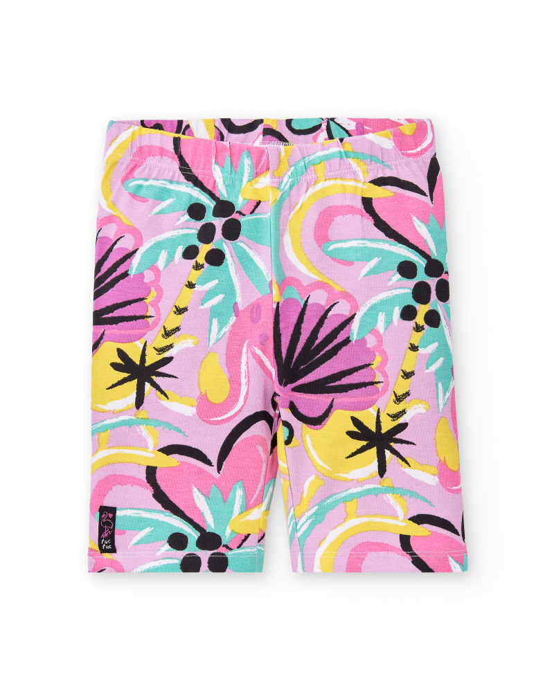 Legging cycliste fille lilas Collection Flamingo Mood