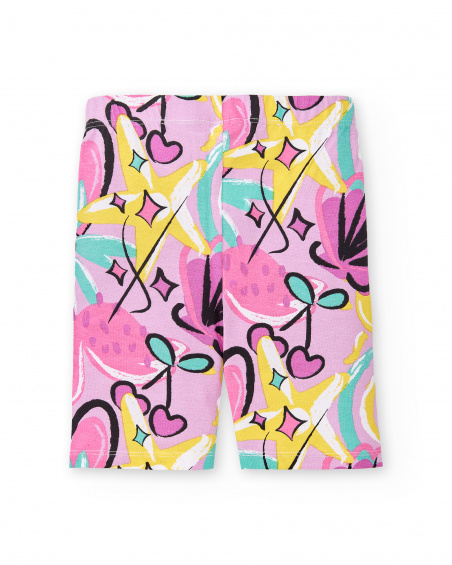 Legging cycliste fille lilas Collection Flamingo Mood