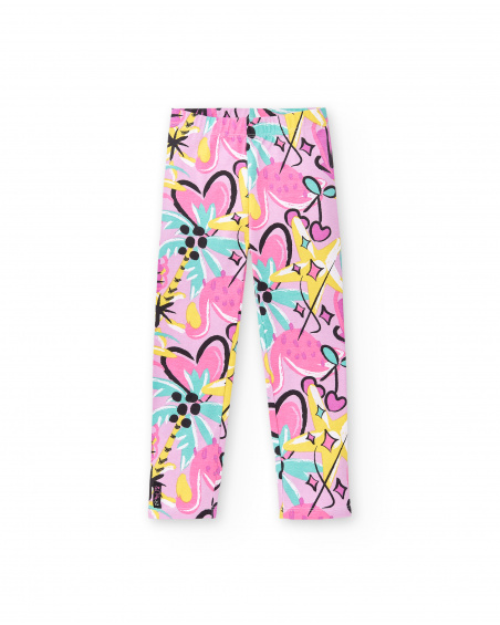 Legging tricoté fille lilas Collection Flamingo Mood