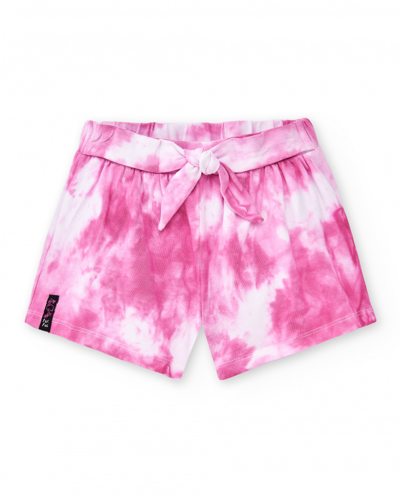 Short fille en maille tie-dye lilas Collection Flamingo Mood