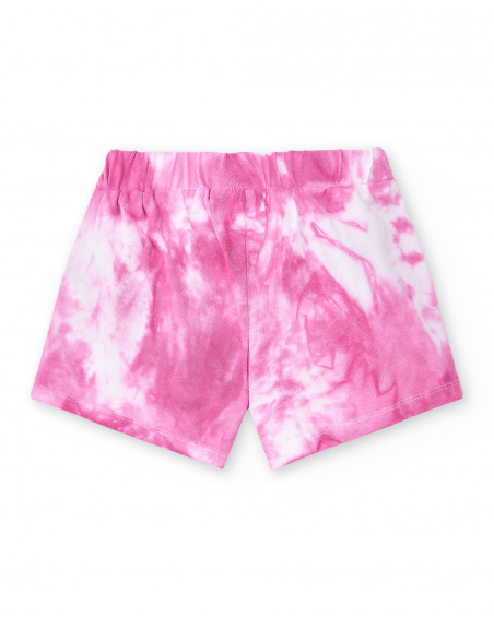 Short fille en maille tie-dye lilas Collection Flamingo Mood