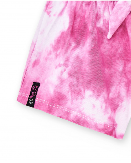 Short fille en maille tie-dye lilas Collection Flamingo Mood