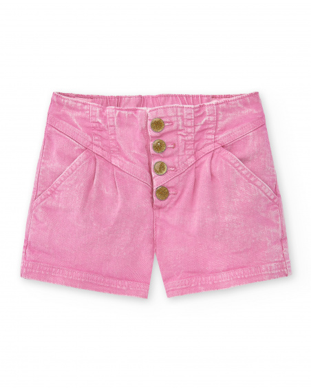 Short en jean rose pour fille. Collection Flamingo Mood