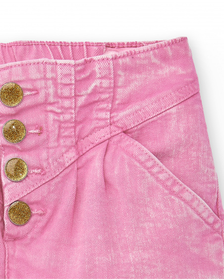 Short en jean rose pour fille. Collection Flamingo Mood