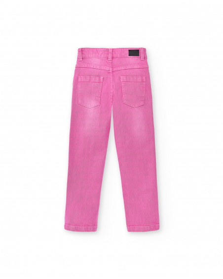 Pantalon fille en jean lilas Collection Flamingo Mood