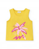 T-shirt fille en maille jaune Collection Flamingo Mood T-shirt fille en maille jaune Collection Flamingo Mood