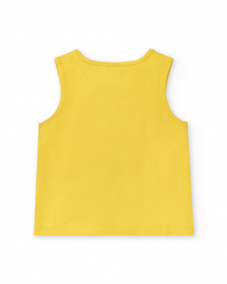 T-shirt fille en maille jaune Collection Flamingo Mood