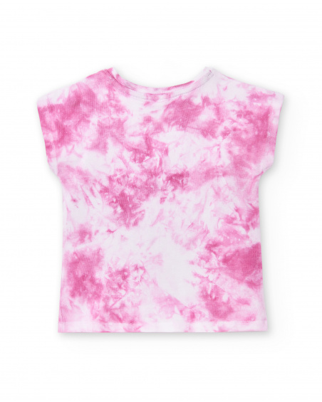 T-shirt fille en maille tie-dye lilas Collection Flamingo Mood
