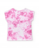 T-shirt fille en maille tie-dye lilas Collection Flamingo Mood
