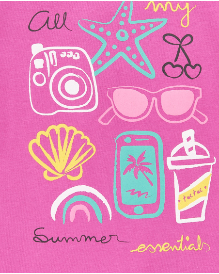 T-shirt fille lilas en maille Collection Flamingo Mood