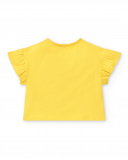 T-shirt fille jaune en maille à sequins Collection Flamingo Mood