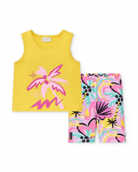 Ensemble maille jaune fille Collection Flamingo Mood