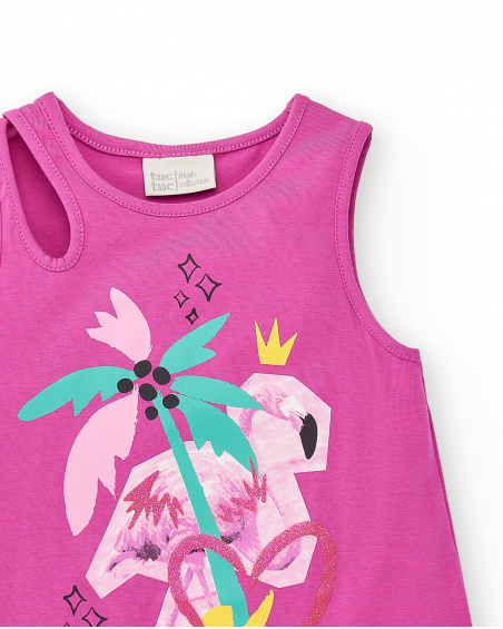 Robe fille en maille lilas Collection Flamingo Mood
