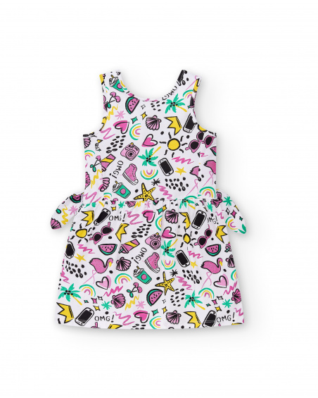 Robe fille en maille blanche Collection Flamingo Mood