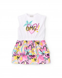 Robe fille en maille blanche à volants Collection Flamingo Mood