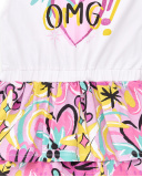 Robe fille en maille blanche à volants Collection Flamingo Mood