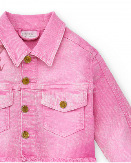Veste en jean fille lilas Collection Flamingo Mood