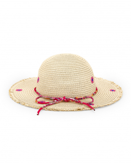 Chapeau en raphia beige fille Collection Acid Bloom