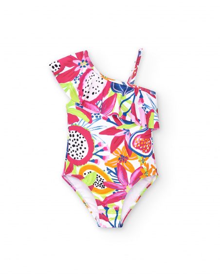 Maillot de bain blanc fille Collection Acid Bloom