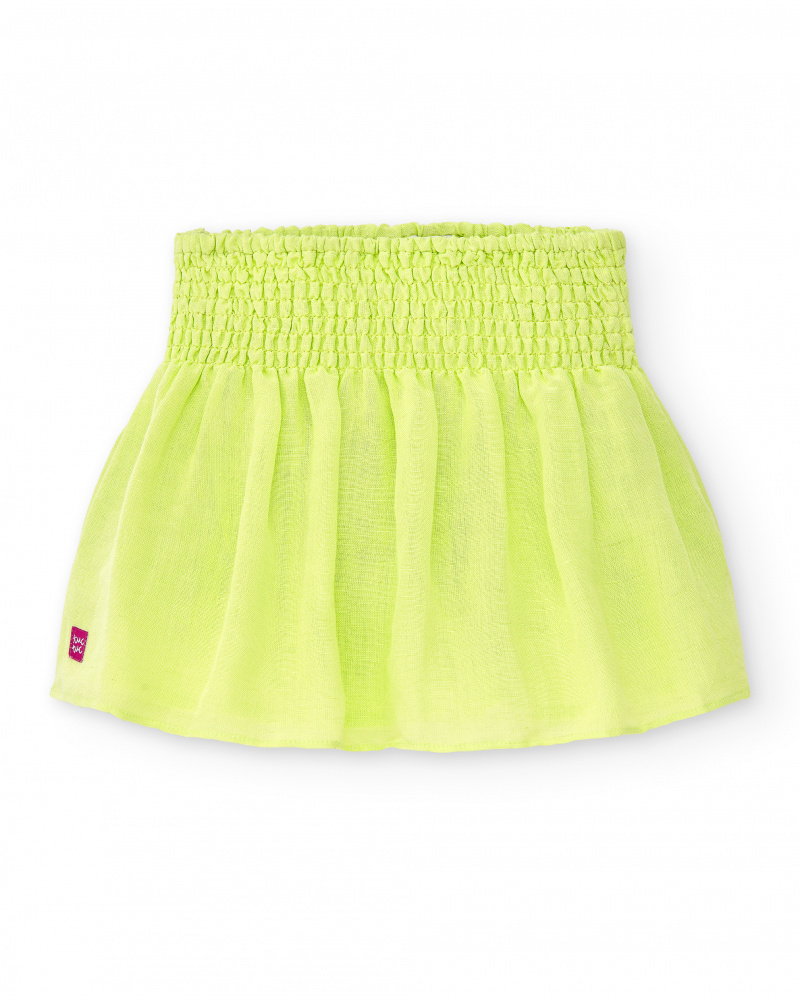 Jupe fille en popeline verte Collection Acid Bloom