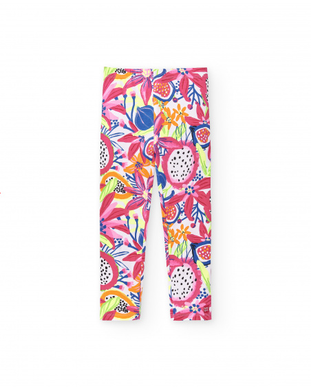 Legging fille en maille blanc Collection Acid Bloom