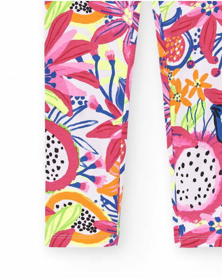 Legging fille en maille blanc Collection Acid Bloom