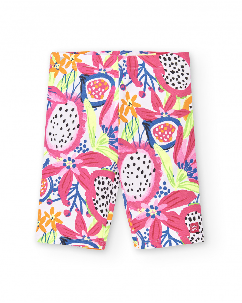 Legging cycliste fille blanc tricoté Collection Acid Bloom