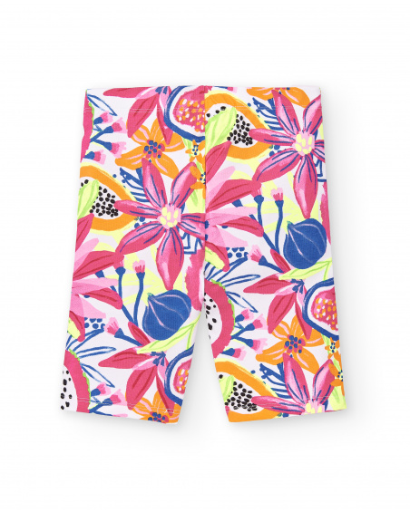 Legging cycliste fille blanc tricoté Collection Acid Bloom
