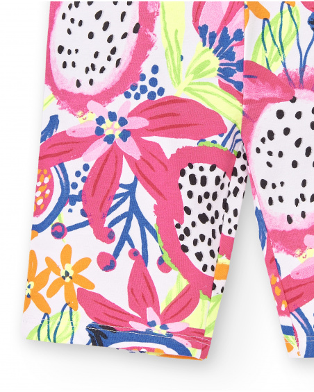 Legging cycliste fille blanc tricoté Collection Acid Bloom