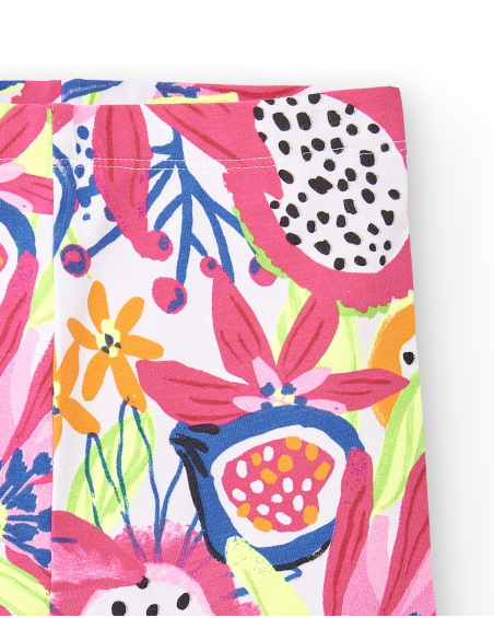 Legging cycliste fille blanc tricoté Collection Acid Bloom