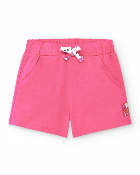Short fille fuchsia en maille Collection Acid Bloom