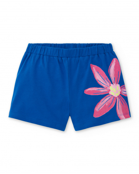 Short fille bleu en maille Collection Acid Bloom
