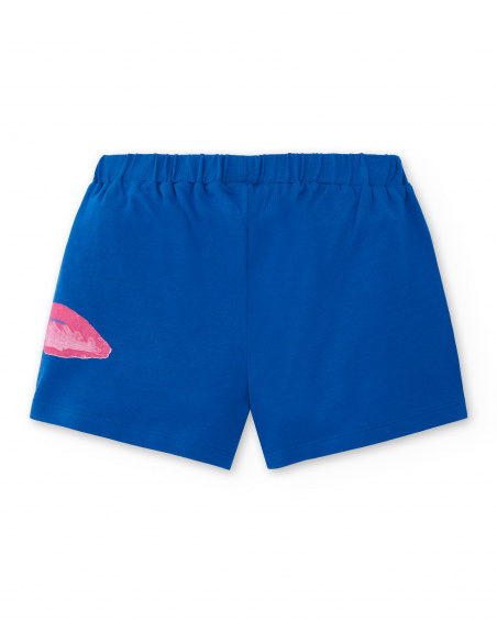 Short fille bleu en maille Collection Acid Bloom