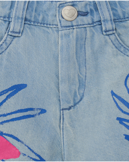 Short en jean bleu fille Collection Acid Bloom