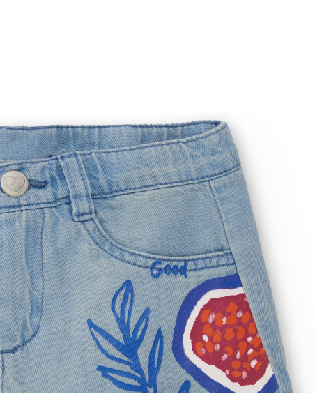 Short en jean bleu fille Collection Acid Bloom