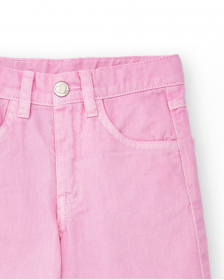 Pantalon fille fuchsia en sergé Collection Acid Bloom