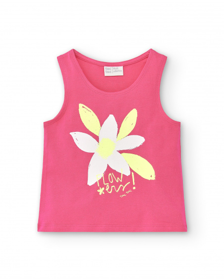 Débardeur fille fuchsia en maille Collection Acid Bloom