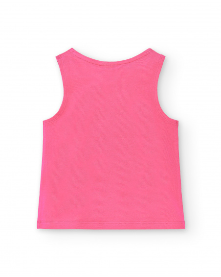 Débardeur fille fuchsia en maille Collection Acid Bloom