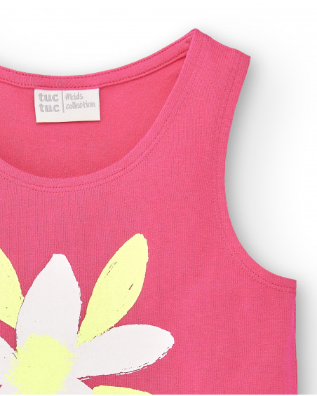 Débardeur fille fuchsia en maille Collection Acid Bloom