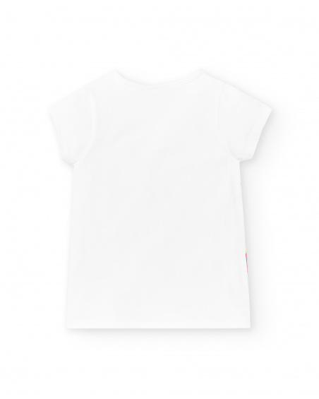 T-shirt fille en maille blanc Collection Acid Bloom