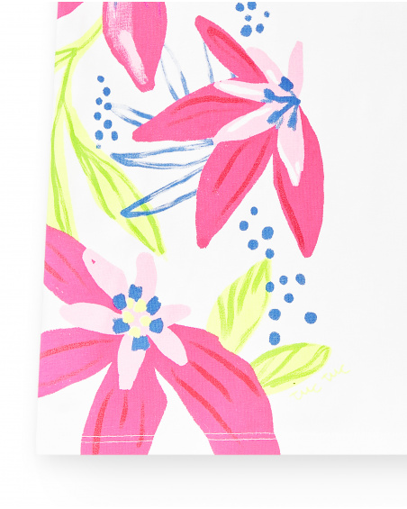 T-shirt fille en maille blanc Collection Acid Bloom