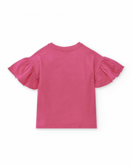 T-shirt fille fuchsia en maille Collection Acid Bloom